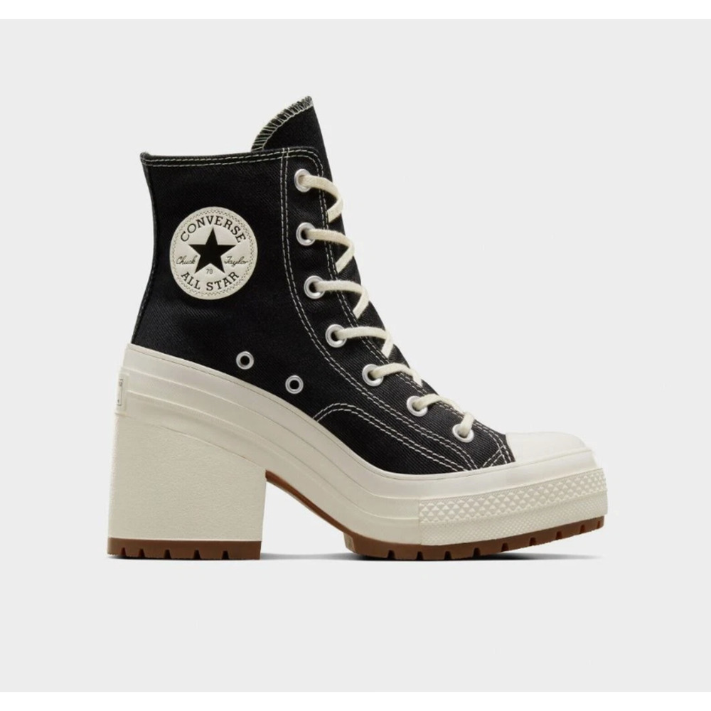 New Converse Women Chuck 70 De Luxe Black High Top Heel Sneakers Wmns 10.5/8.5M